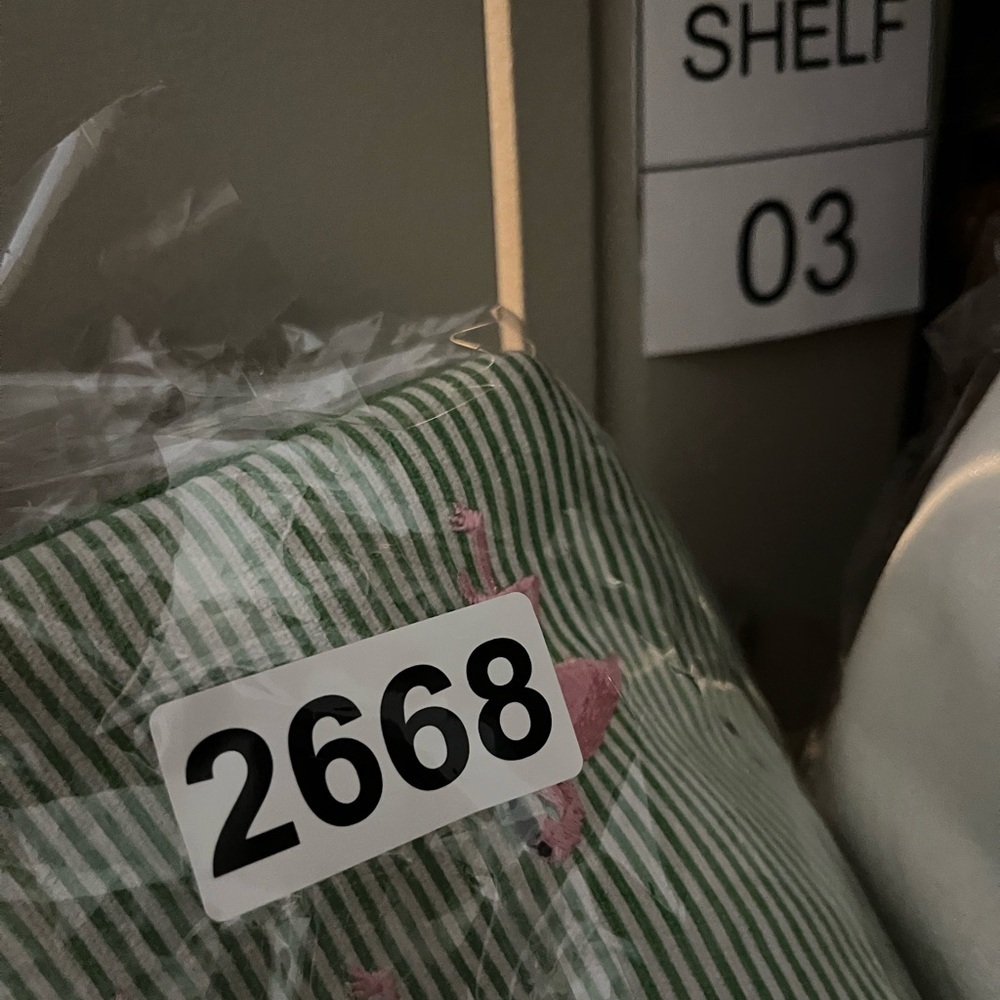 Braciano Green Striped Tote with Pink Flamingos - Picture 7 of 7